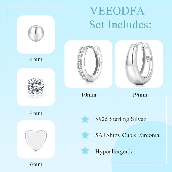 🆕 Women Silver Small Hoop Earrings Trendy Chunky Multiple Piercing Jewelry Gift - Picture 3 of 7